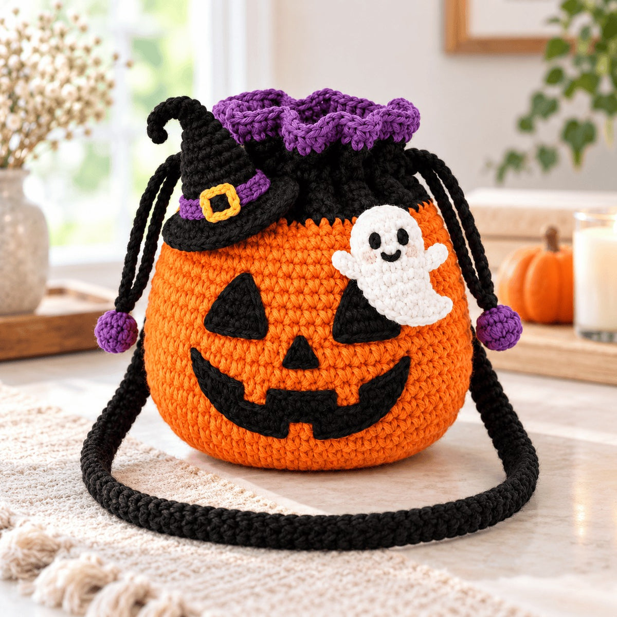 Pumpkin Witch Crochet Bag
