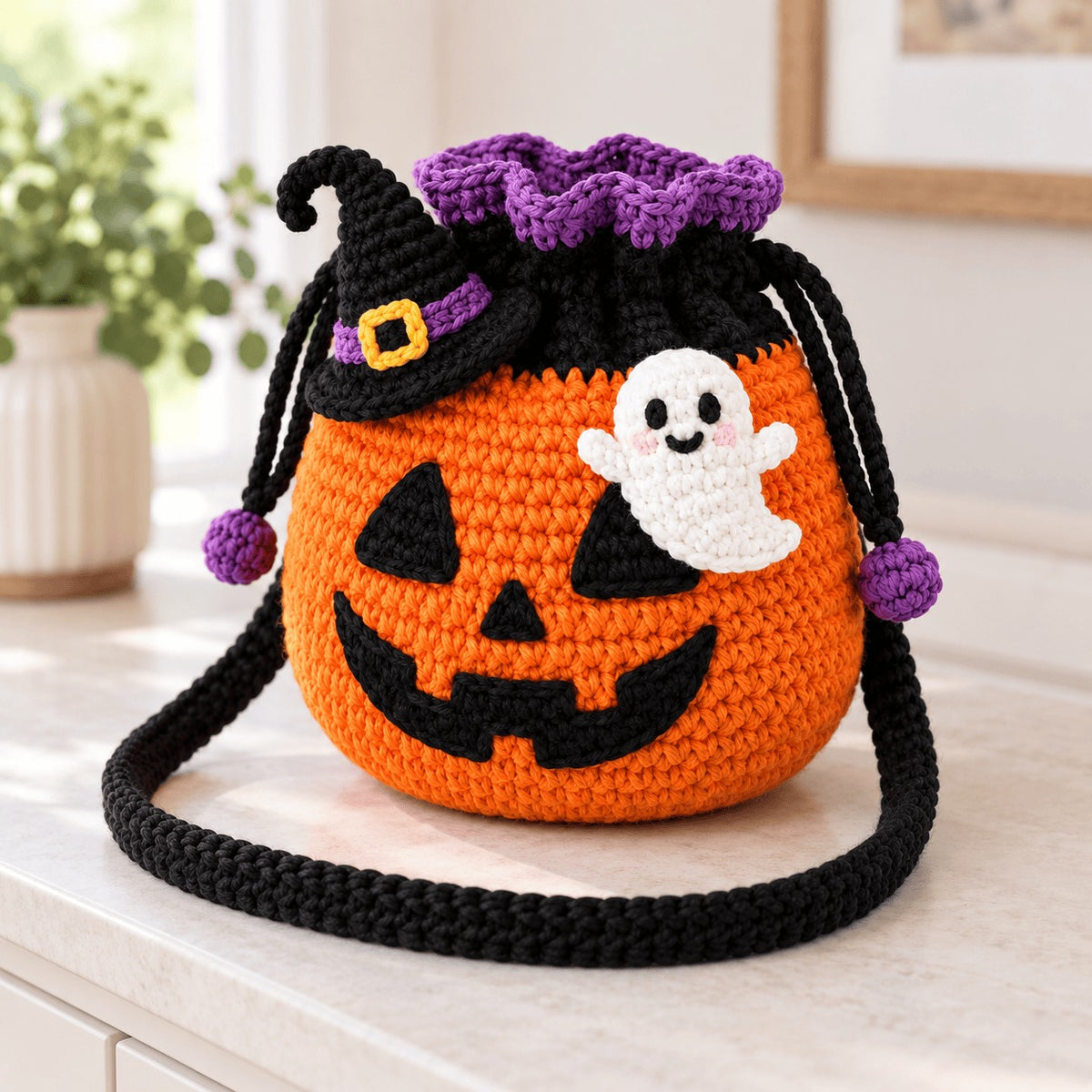 Pumpkin Witch Crochet Bag