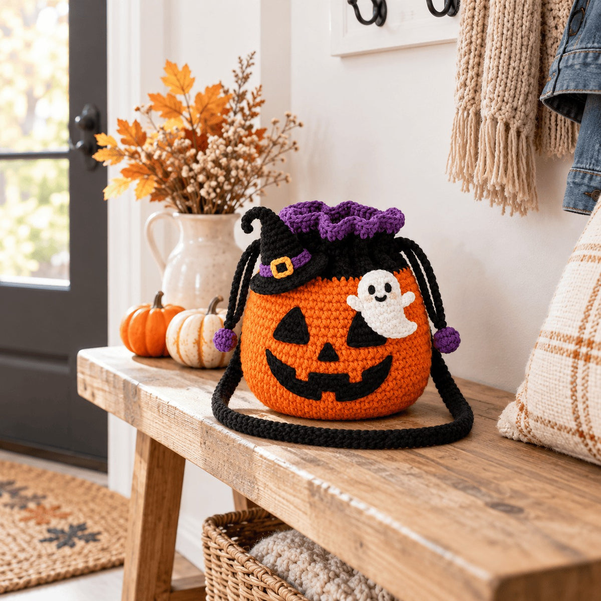 Pumpkin Witch Crochet Bag