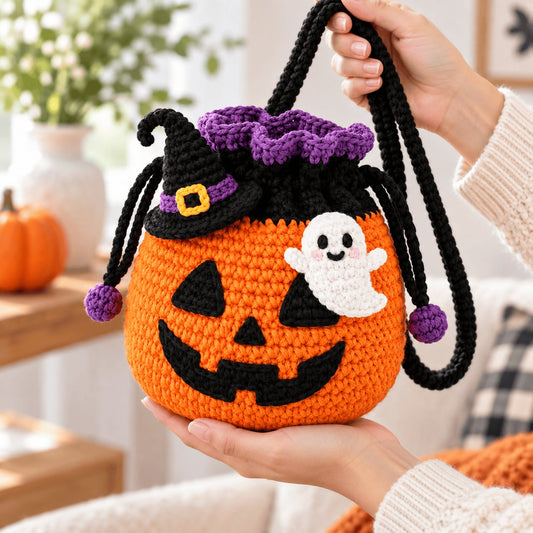 Pumpkin Witch Crochet Bag