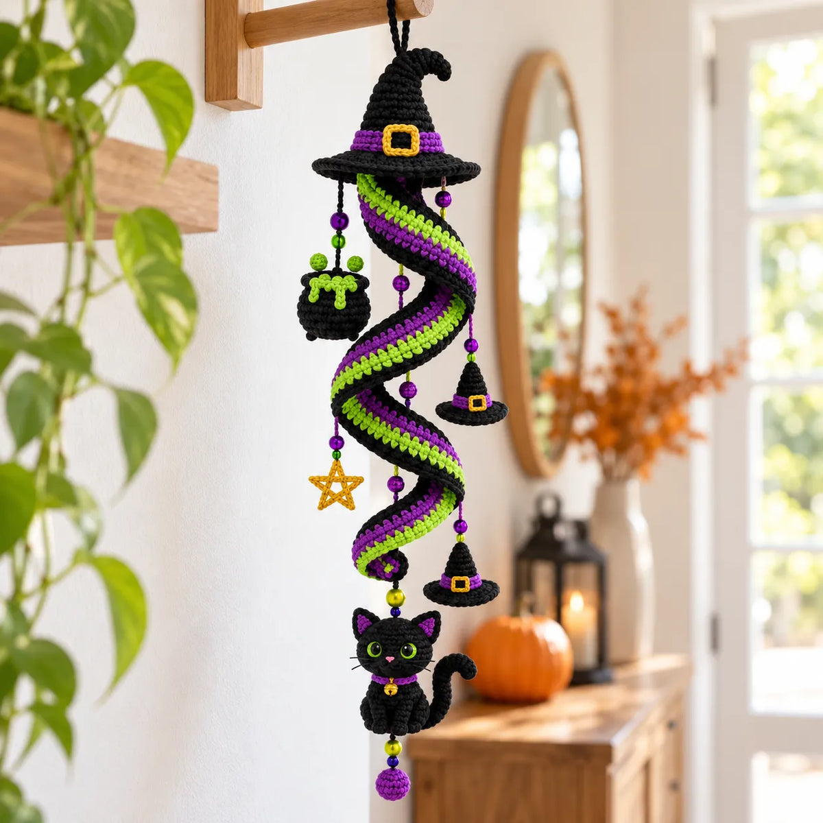 Witchy Cat Halloween Hanger