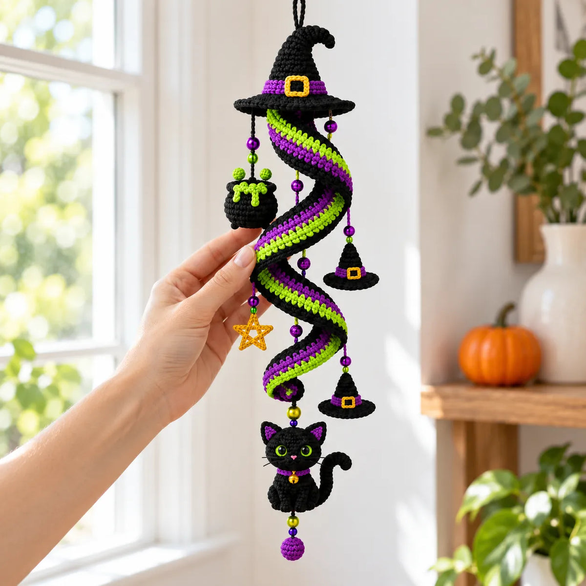 Witchy Cat Halloween Hanger
