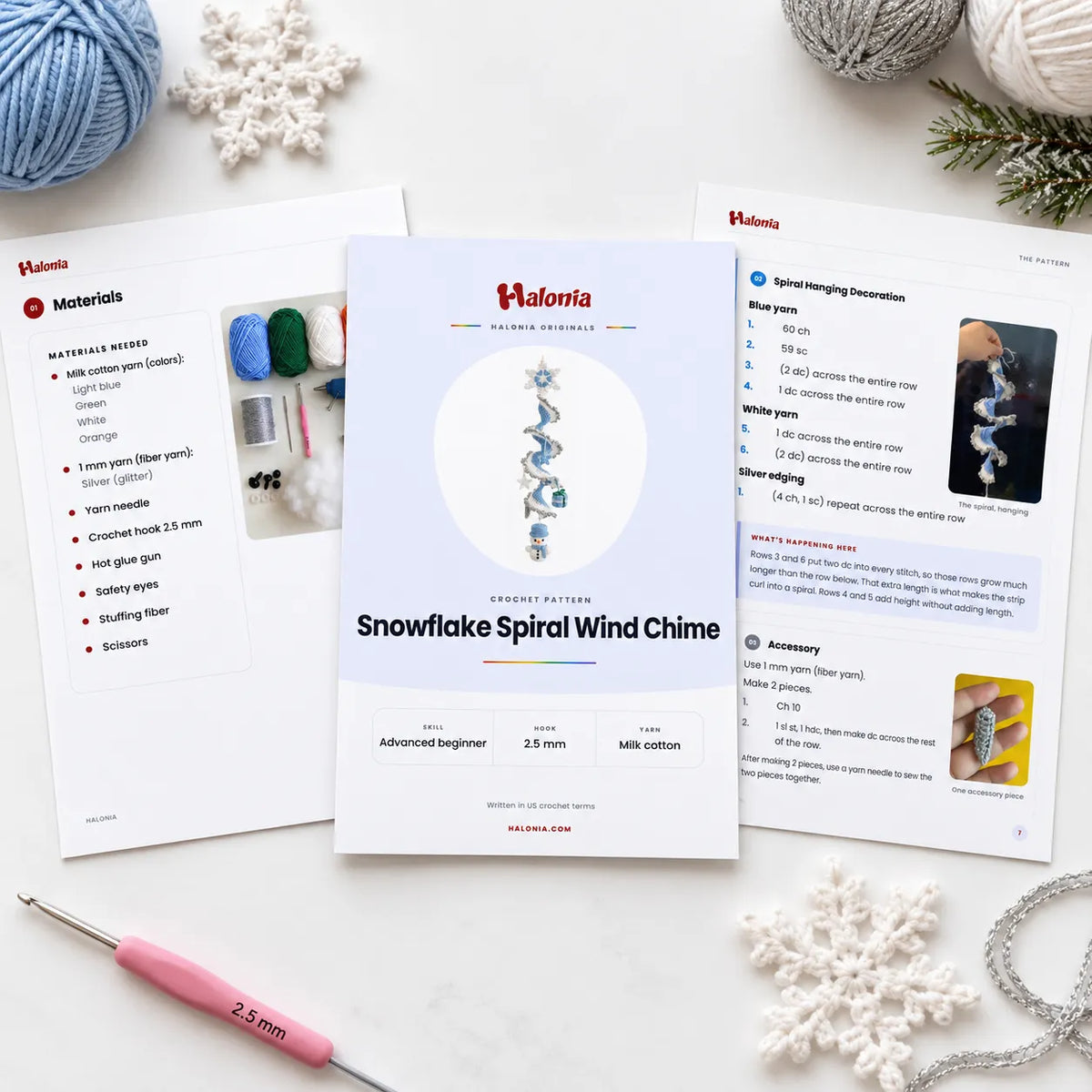 Snowflake Spiral Wind Chime Crochet Pattern
